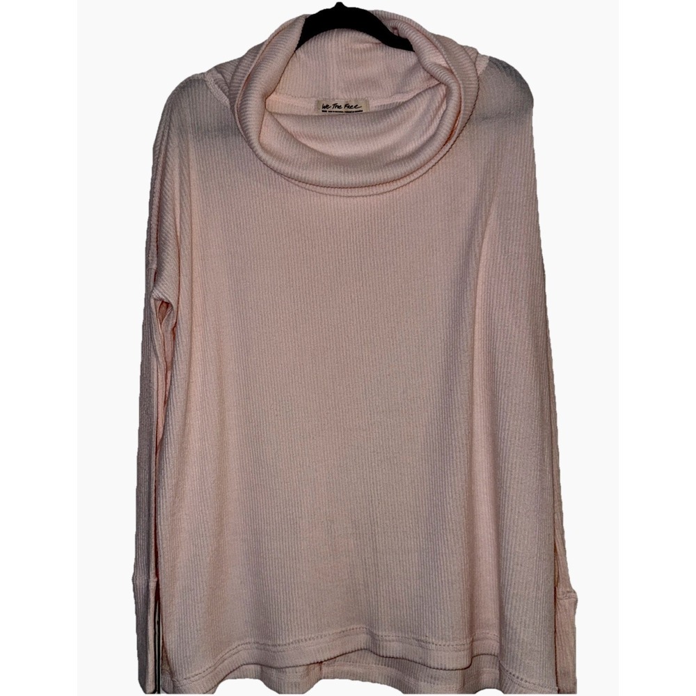 We the Free Sweater Juicy Cowl Neck  Size Small Oversized Shell Pink Cross Back